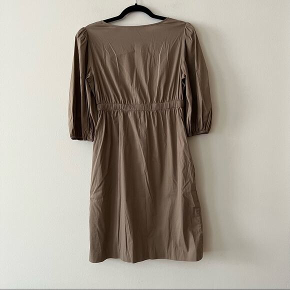 BCBGMaxAzria Tan Puff Sleeve Tie Front Dress - Picture 4 of 5